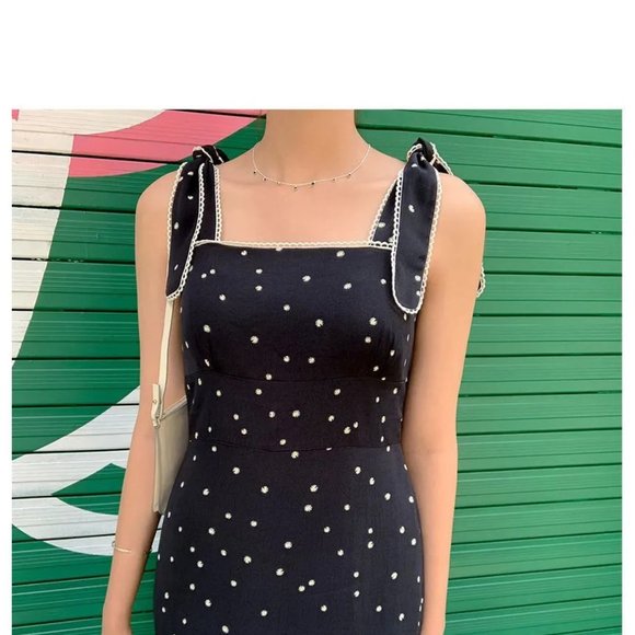 YESSTYLE Dotted Strappy Midi A-Line Dress, size S, New with tags - Picture 1 of 15